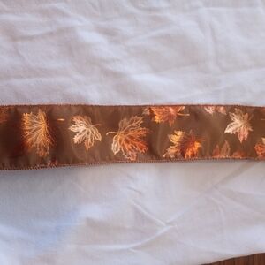 Autumn Leaf Ribbon - Brown, Gold. Burnt Orange 2.5 inches by 10 yds wired